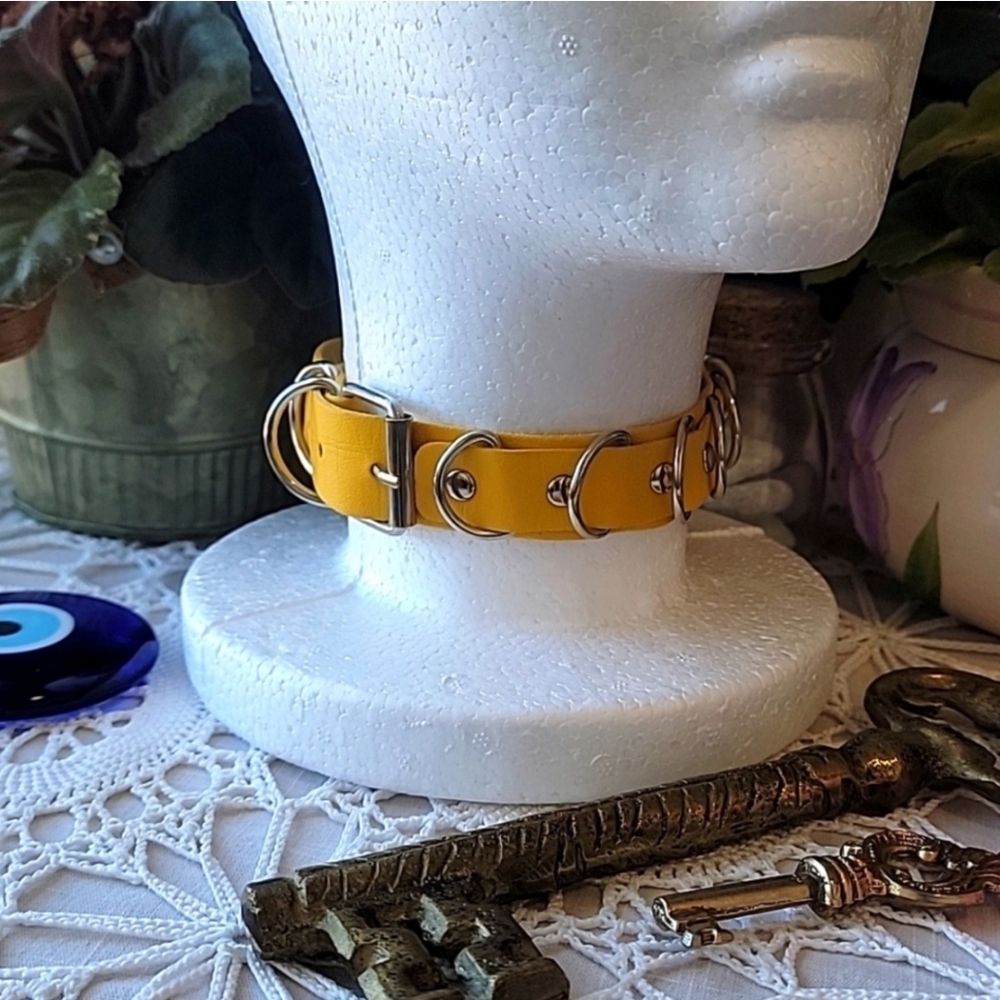 Yellow Collar Choker with Rings